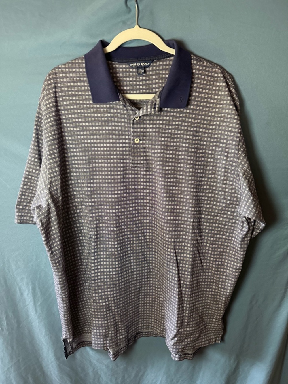 POLO Golf by Ralph Lauren Navy and Light Gray Printed Polo